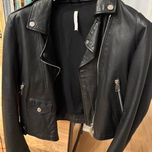 Italian leather moto coat